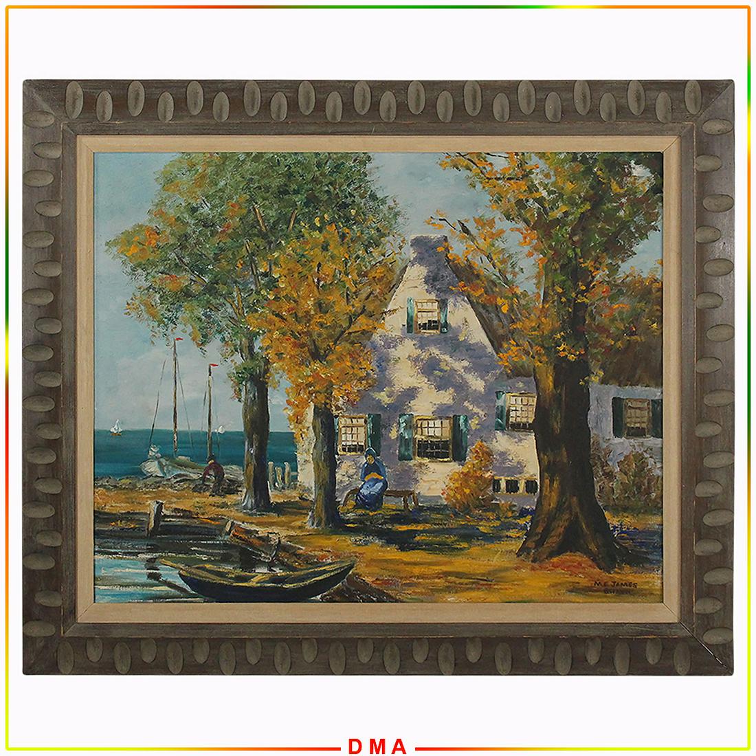 M E James Brennan; Oil/c 1950s Rockport Mass. Landscape (1 of 9)