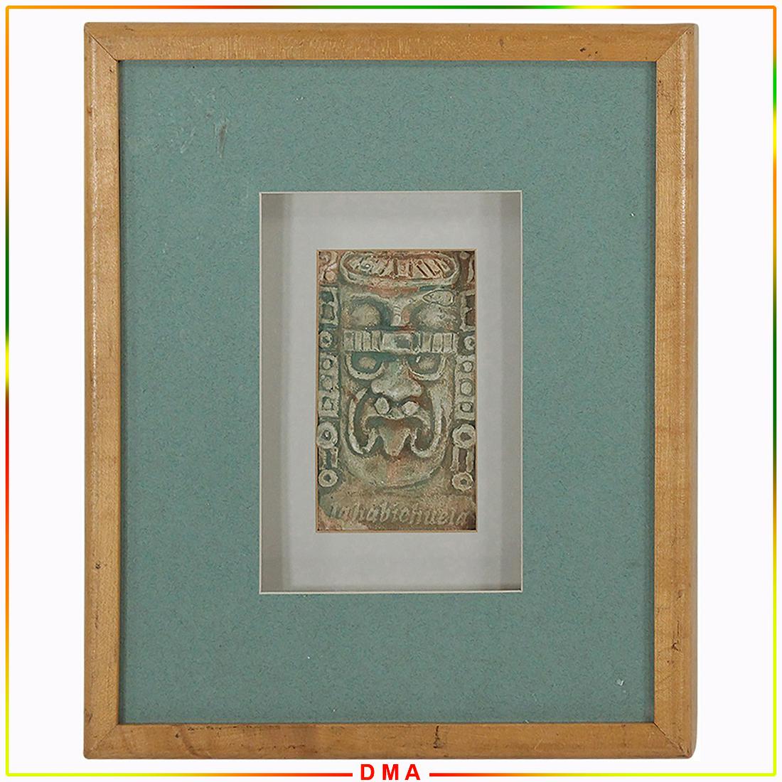 South American Mayan Mask Plaque in Shadow Box Frame (1 of 7)