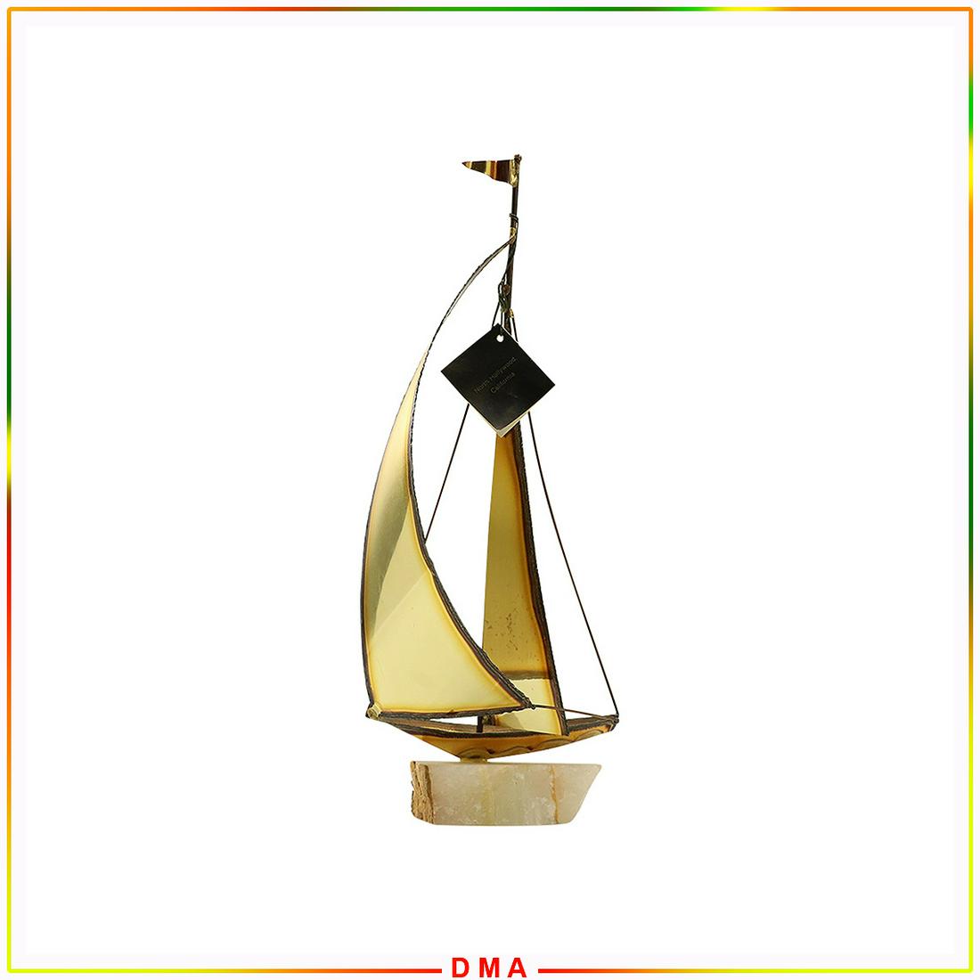 Mario Jason Collection Brass Sailboat on Onyx Sculpture (1 of 8)