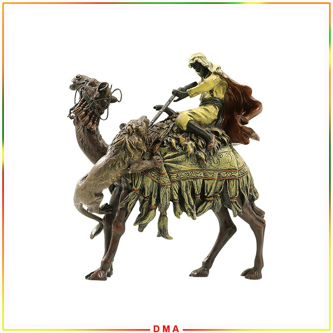 after Bergman, Vienna Bronze Lion Attacking Arab, Camel (1 of 9)