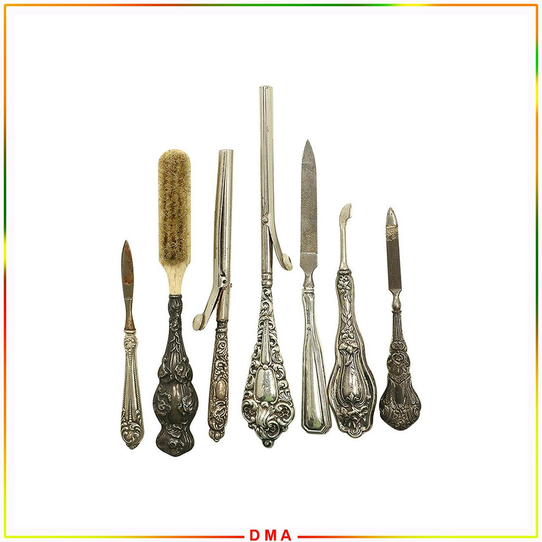 7 Vintage Assorted Sterling Silver Handles Vanity Tools (1 of 9)