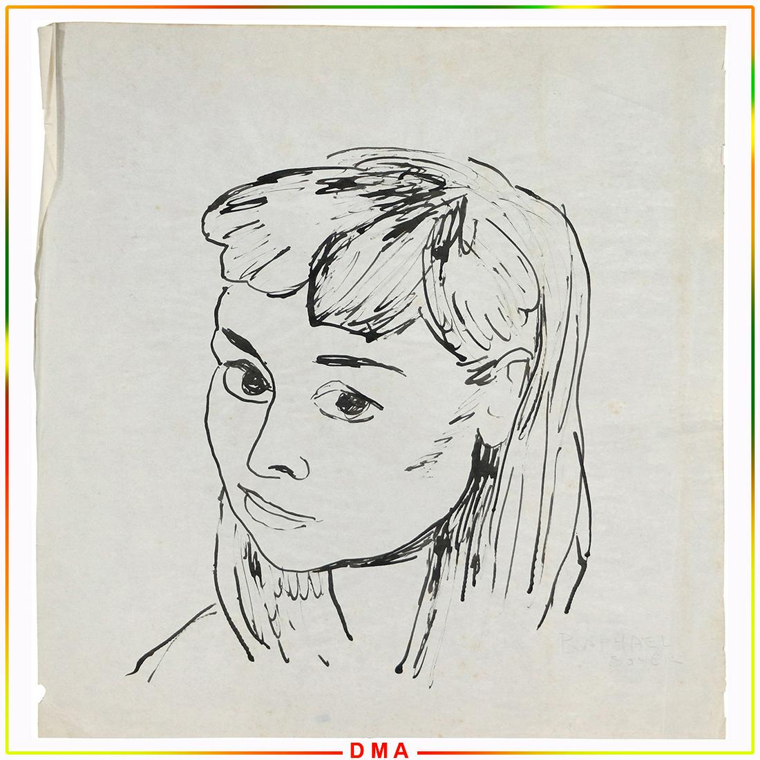 Raphael Soyer, Pencil Signed Ink Portrait Young Girl (1 of 5)