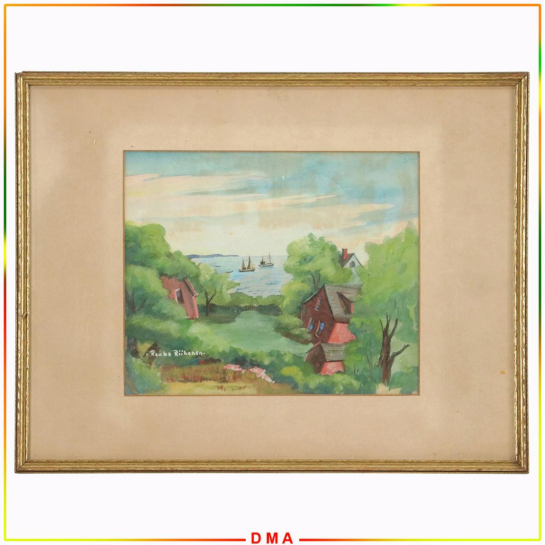 Rauha Riihonen, Oil/c Coastal Inlet Landscape, Boats (1 of 7)