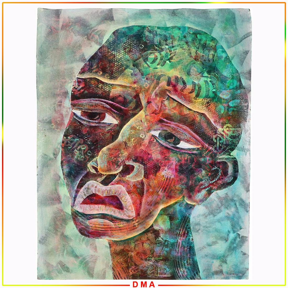 Modernism Oil on Paper Painting African Man Portrait (1 of 6)