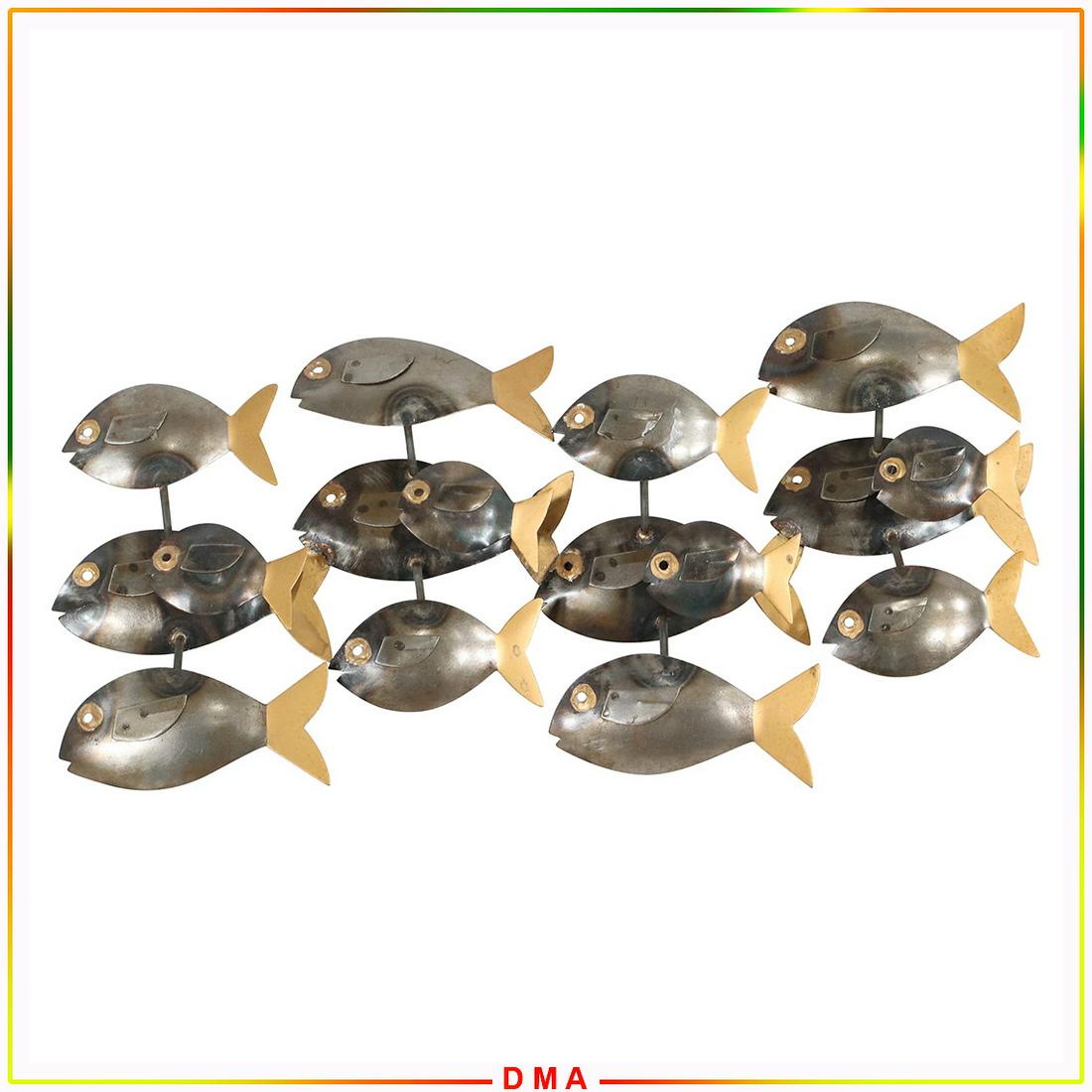 Modern Design Metal & Brass School of Fish Wall Hanging (1 of 6)