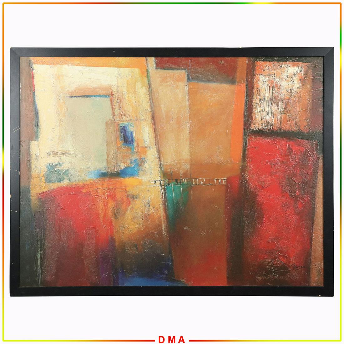 Patrizio, Large 20th C. Abstract Squares Oil Painting (1 of 7)