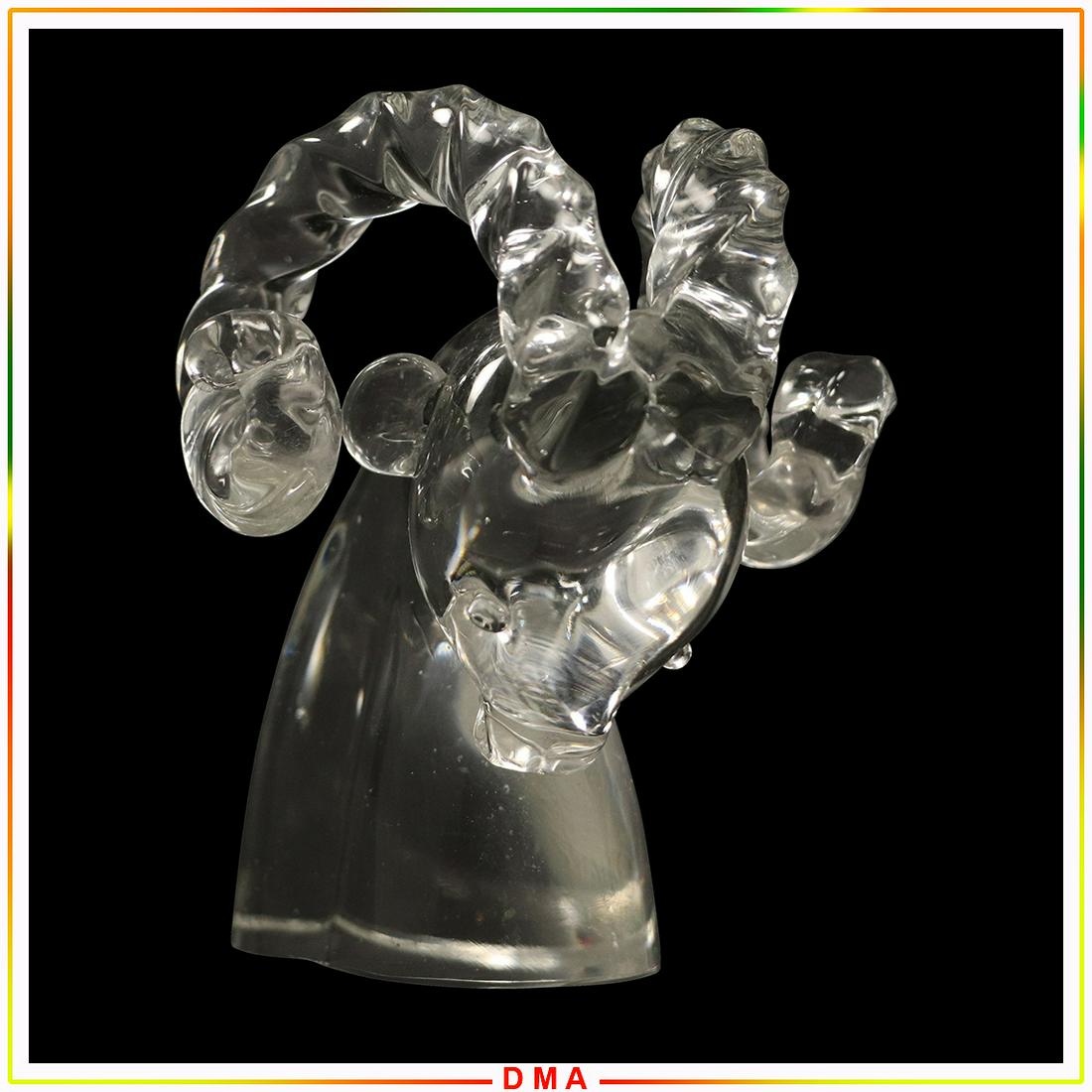 CARTIER Crystal Glass Ram's Head Sculpture Signed: CARTIER Crystal Glass Ram's Head Sculpture Signed. Size: 4.5h x 3.5w