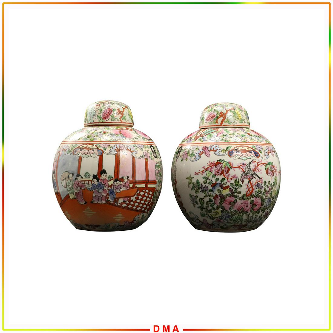 [2] Two Chinese Porcelain Ginger Jars Scenic Decorated (1 of 8)
