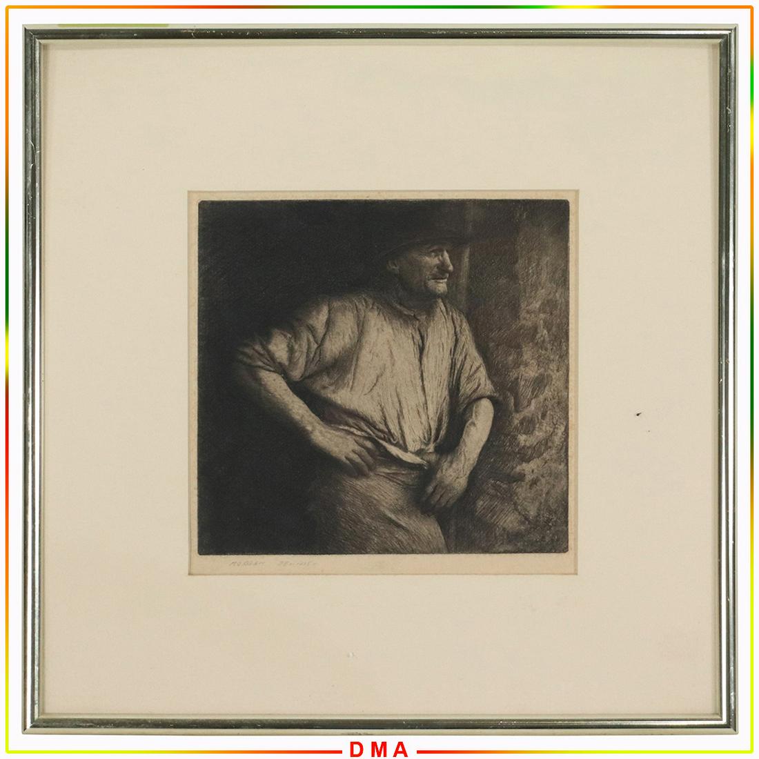 Morgan Dennis 1892-1960, Etching of a Working Man (1 of 7)