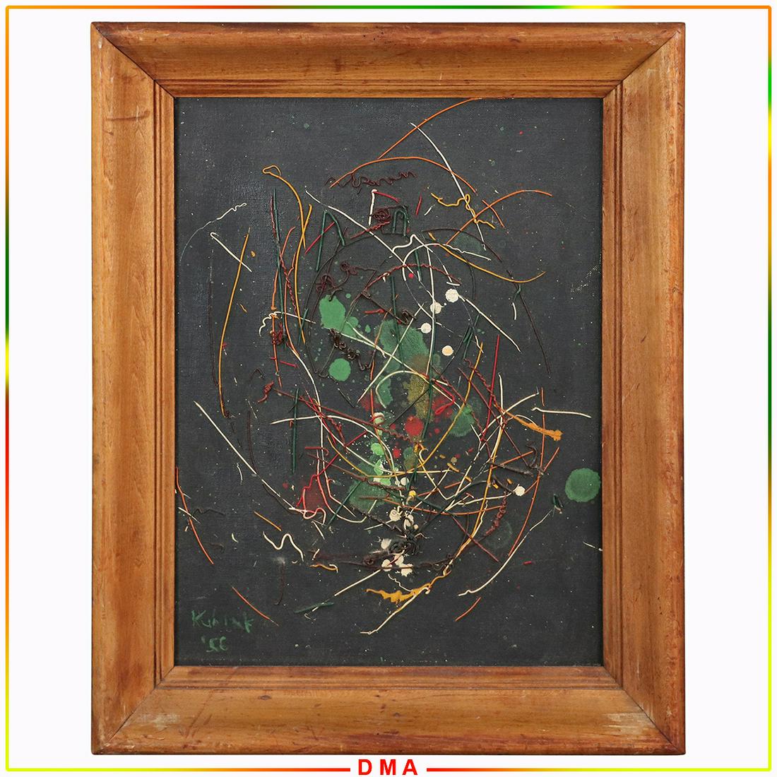 Kubicek [?] 1956; Quality Mid-Century Abstract Oil/b (1 of 7)