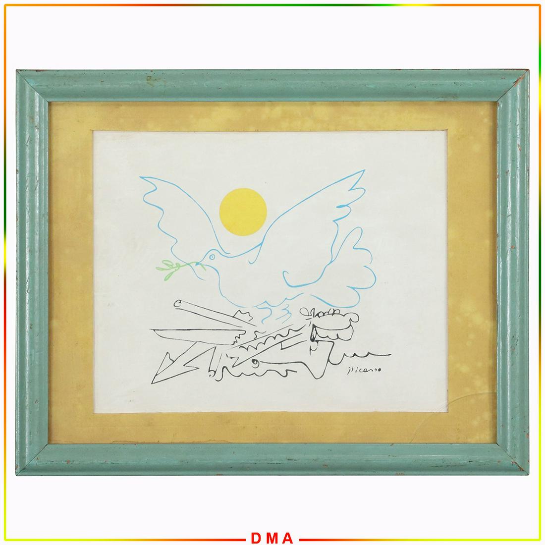 Pablo Picasso Vintage Hand Screen Dove Signed in Plate (1 of 9)