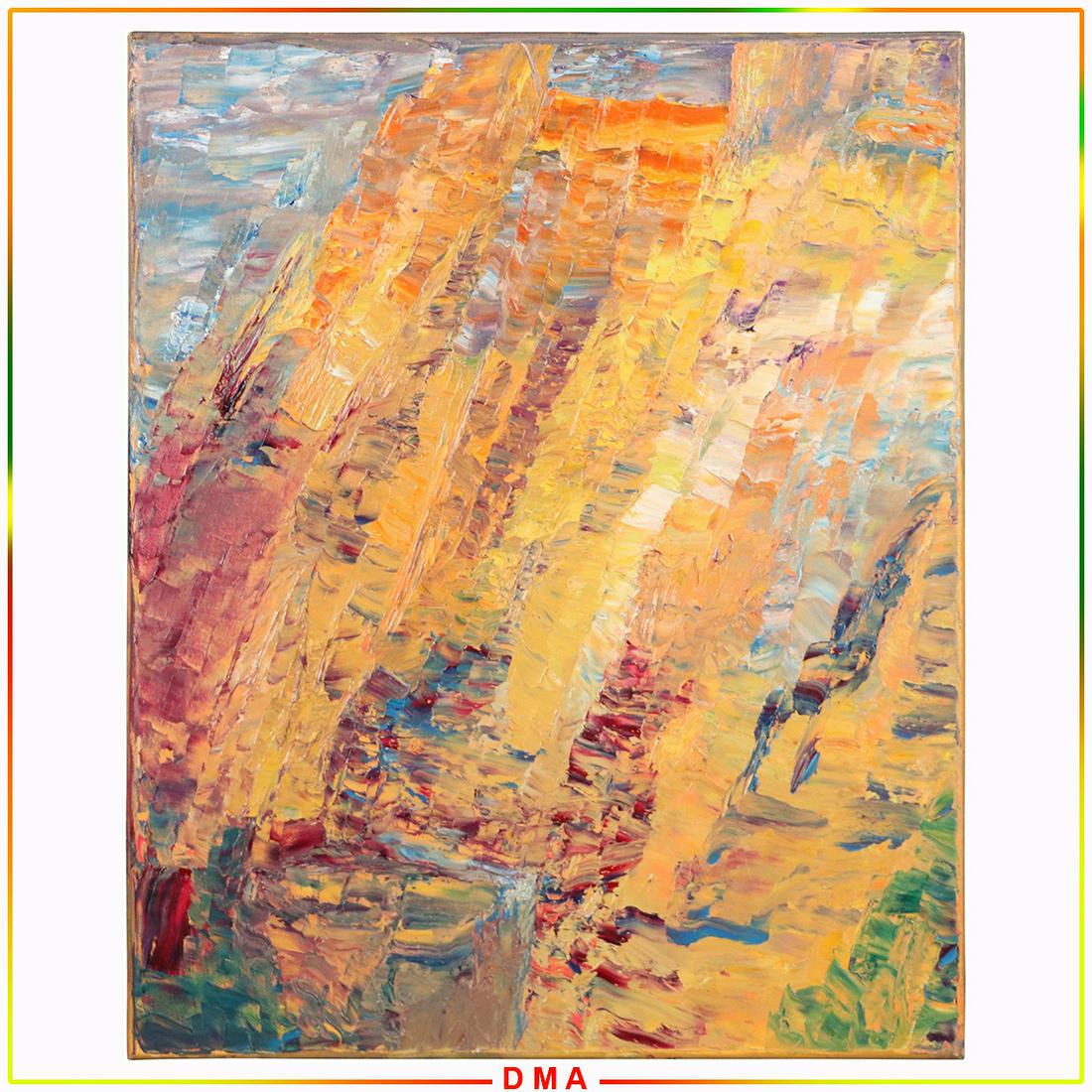 20th C. Abstract in Orange Colors Signed Monogram Verso (1 of 5)