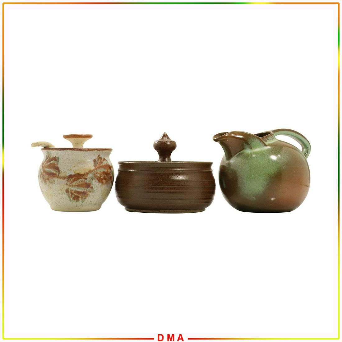 [3] Assorted Studio Art Pottery 2 Covered Jars, Pitcher (1 of 10)