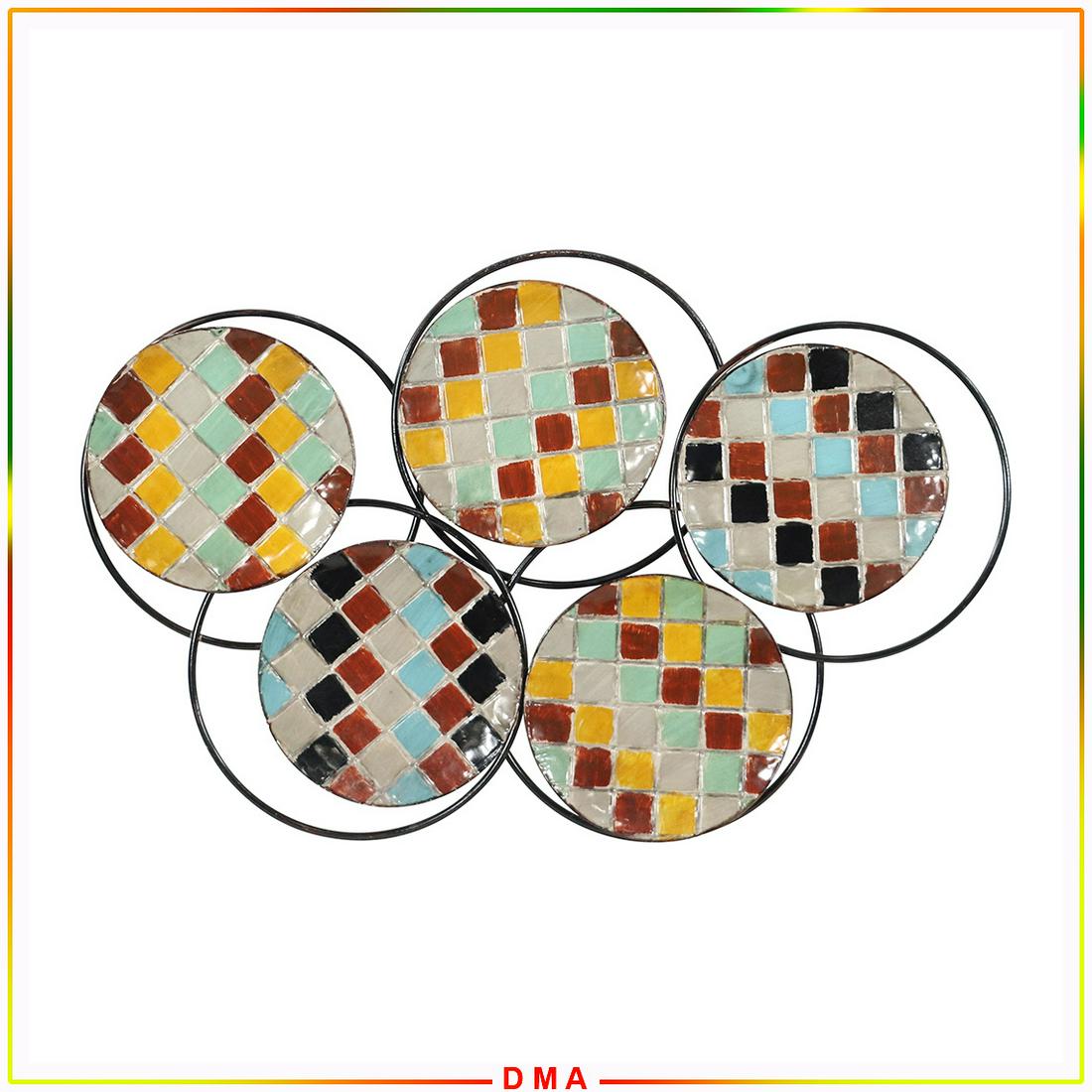 Modern Design 5 Colored Discs Metal Wall Hanging: Modern Design 5 Colored Discs Metal Wall Hanging. Size: 23x35 in