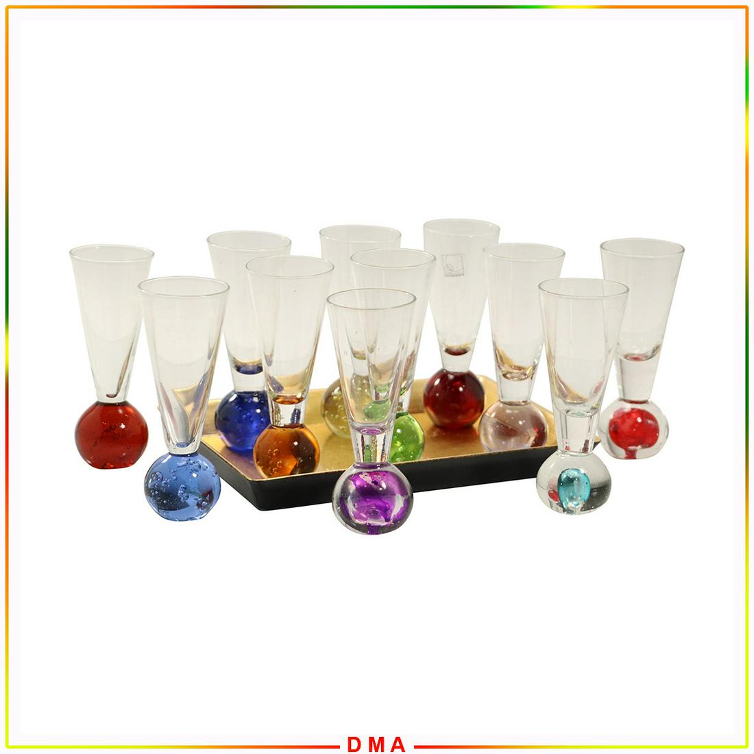 11 Assorted Color Ball Base Crystal Vodka Shot Glasses (1 of 8)