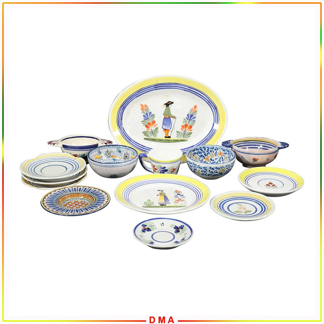 14 Assorted QUIMPER Plates Bowls Cups - Vintage (1 of 15)