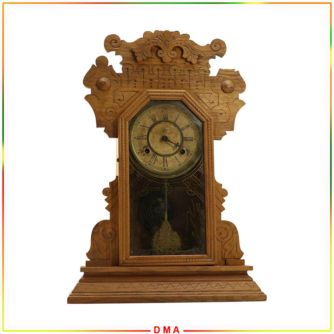 Waterbury "Jarvis" Oak Gingerbread Clock (1 of 10)