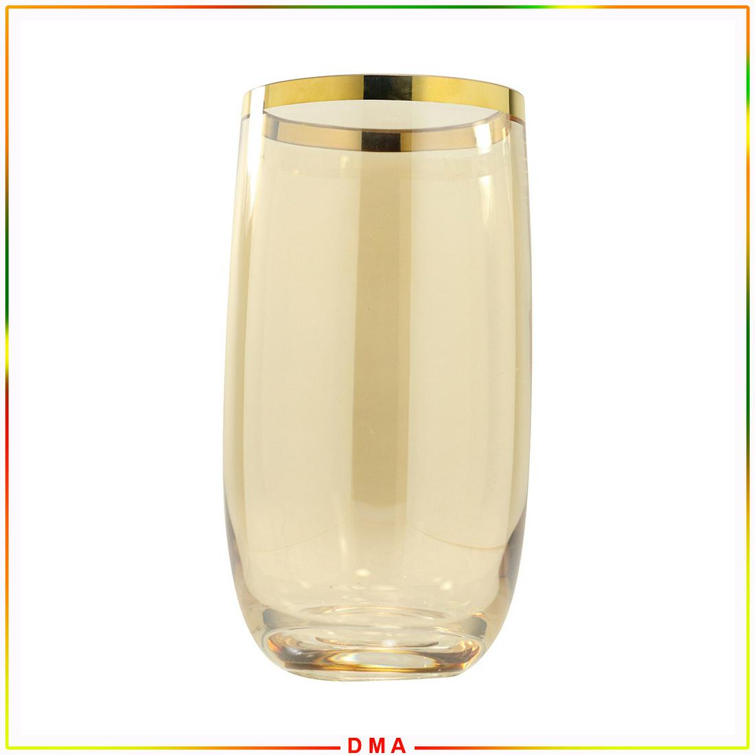Modern Design Tall Glass Vase Gold Rim Made in Poland: Modern Design Tall Glass Vase Gold Rim Made in Poland. Original label. Size: 12h x 6w