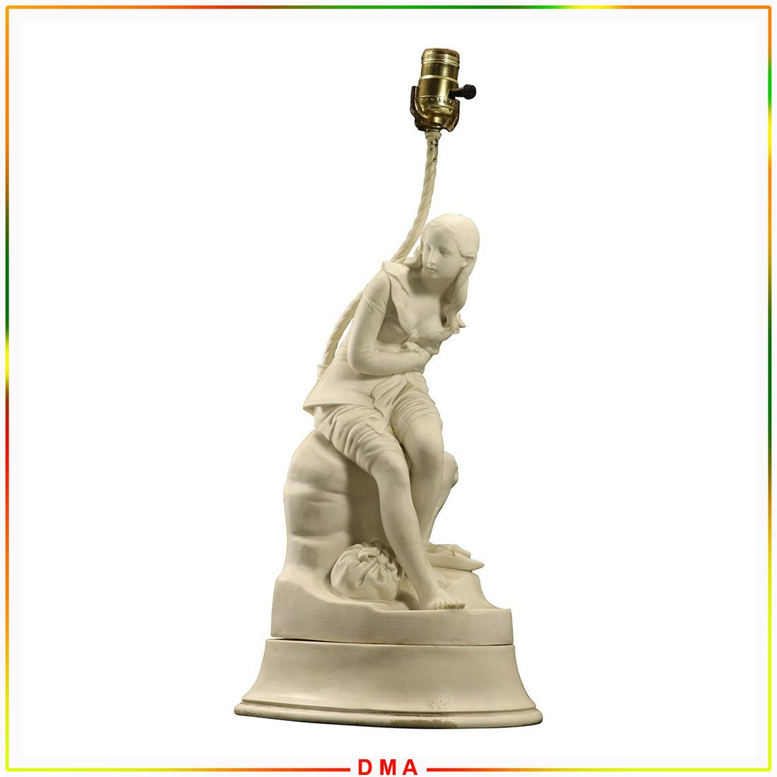 JOHN BELL (1811-1895) Parian Girl Figure 1847 Reg. Mark: John Bell (1811-1895)Signed on the base and documented by the 1847 British registration mark. Size: 22h x 10.5w