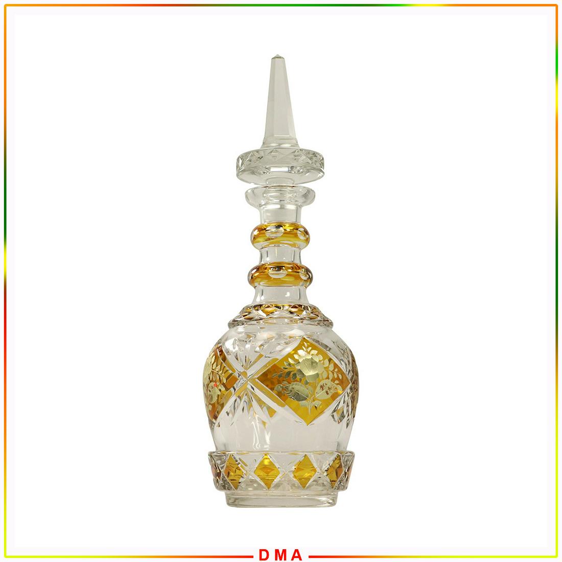 Bohemian Elegant Yellow Amber Cut to Clear Decanter (1 of 9)