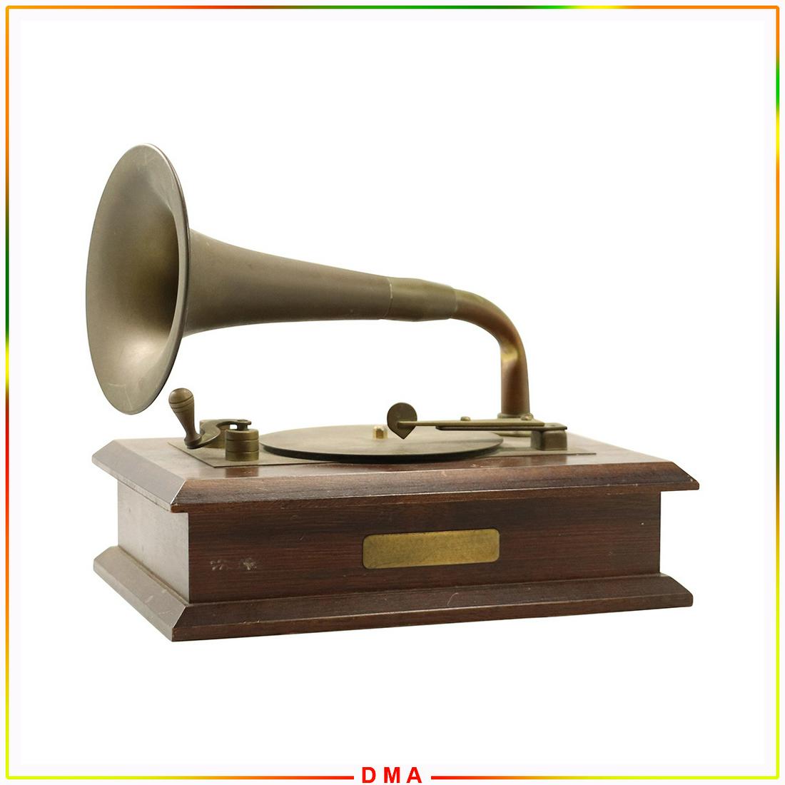 Whimsical Brass Gramophone "Music Box": Whimsical Brass Gramophone "Music Box". Size: 8.25h x 9.5L x 6.5w