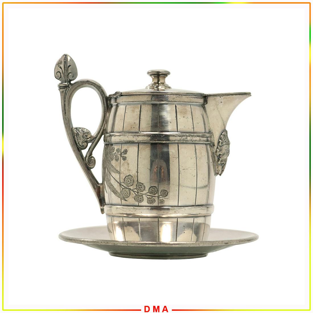 19th C. Reed & Barton Bourbon Barrel Silver Plate Syrup (1 of 7)