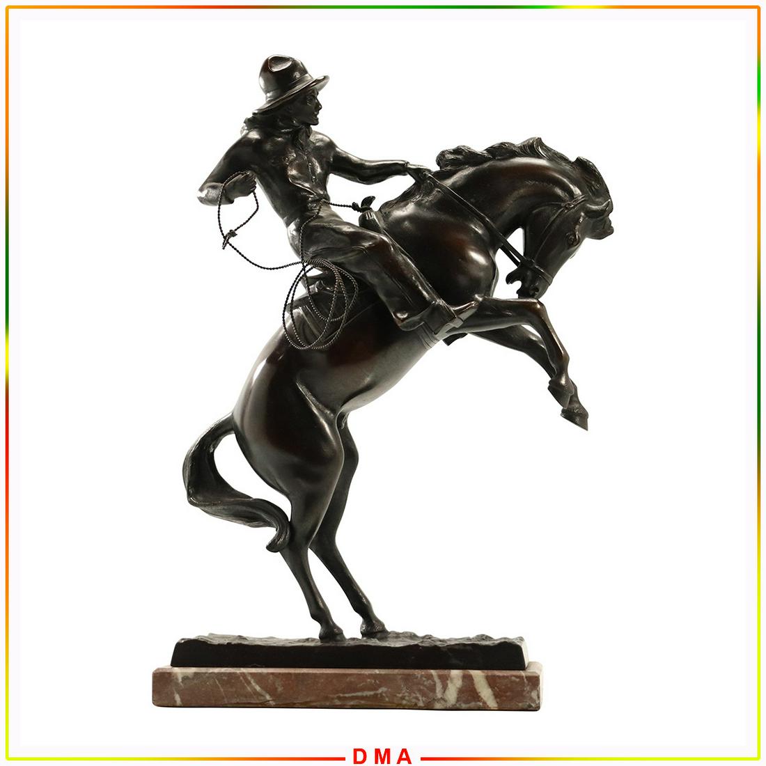 Carl Kauba, Bronze Cowboy Scout on Bronco Horse Signed (1 of 8)