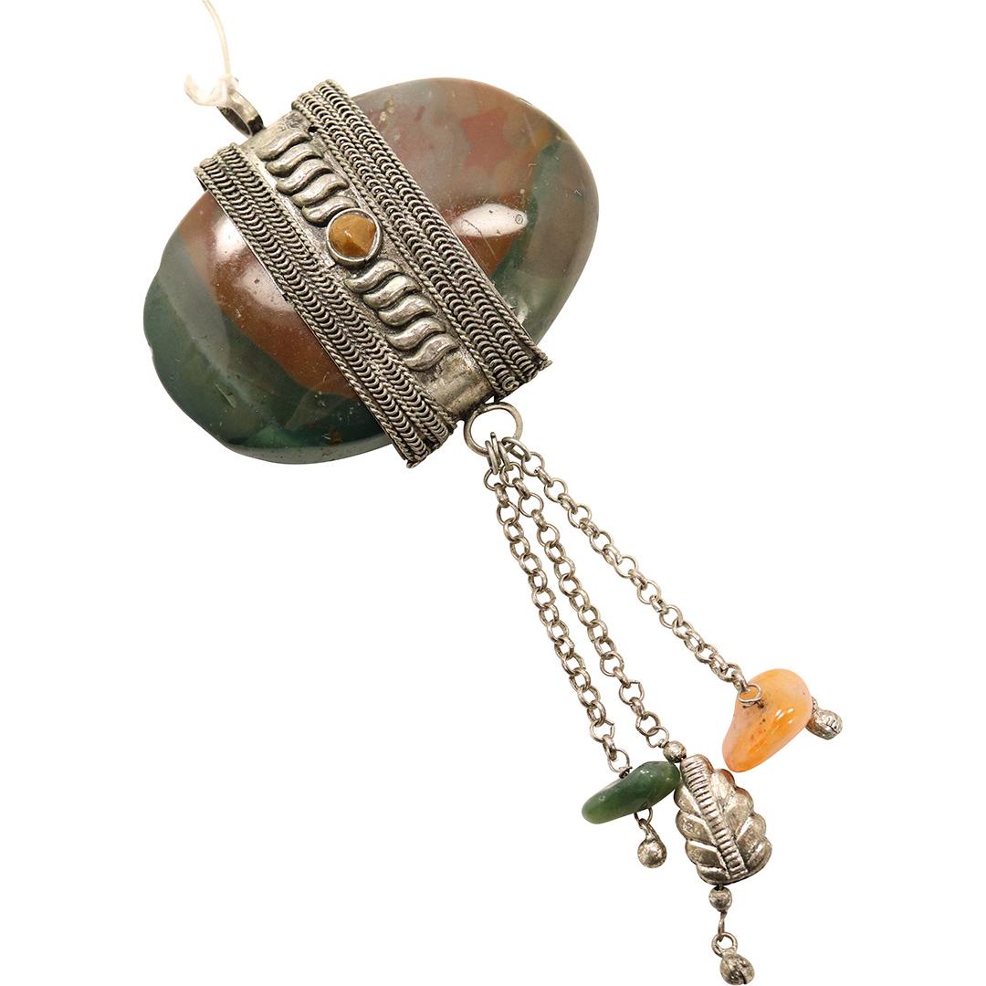 Large Polished Stone Pendant Mounted in Silver (1 of 5)
