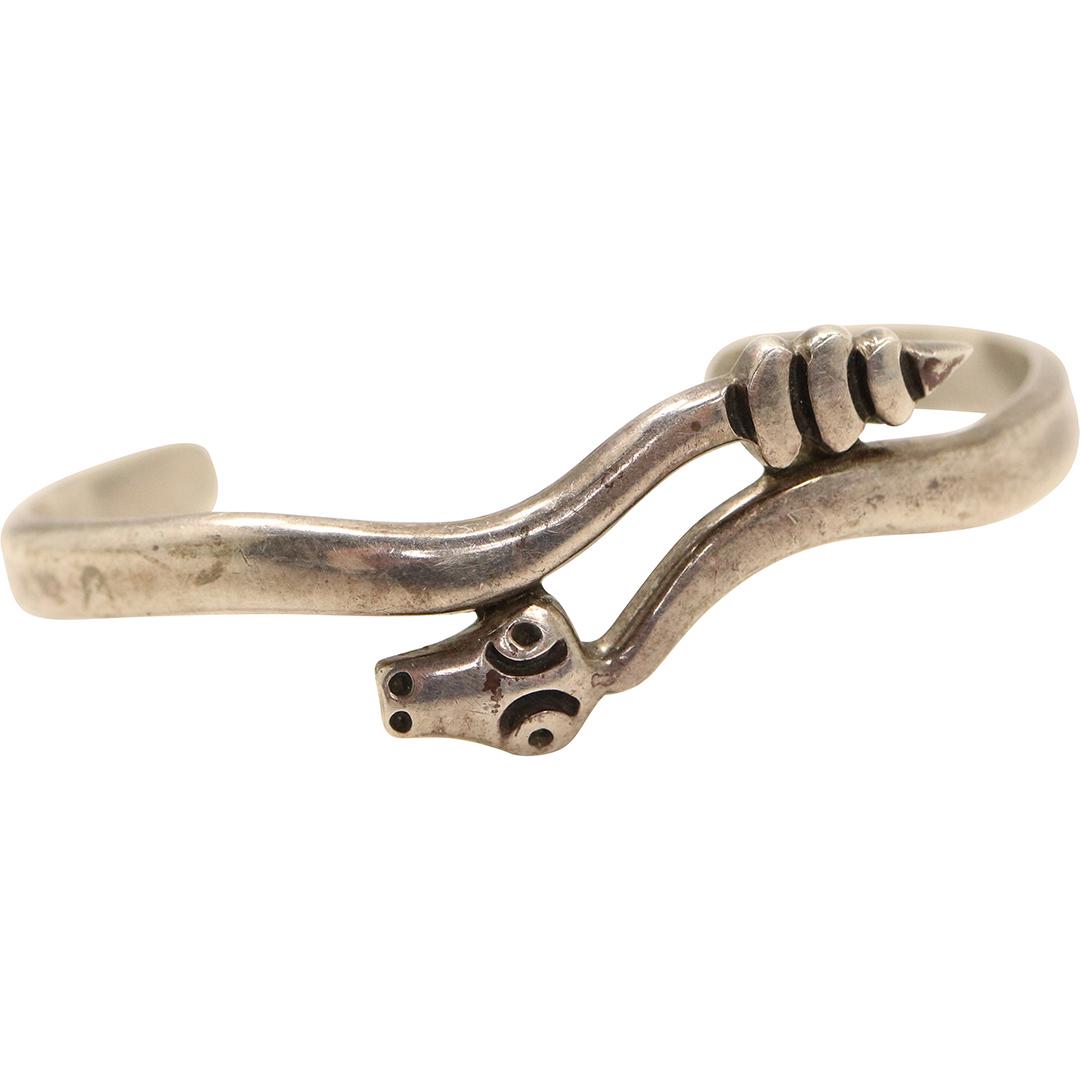 .925 Mexico Sterling Silver Snake Cuff Bracelet (1 of 5)