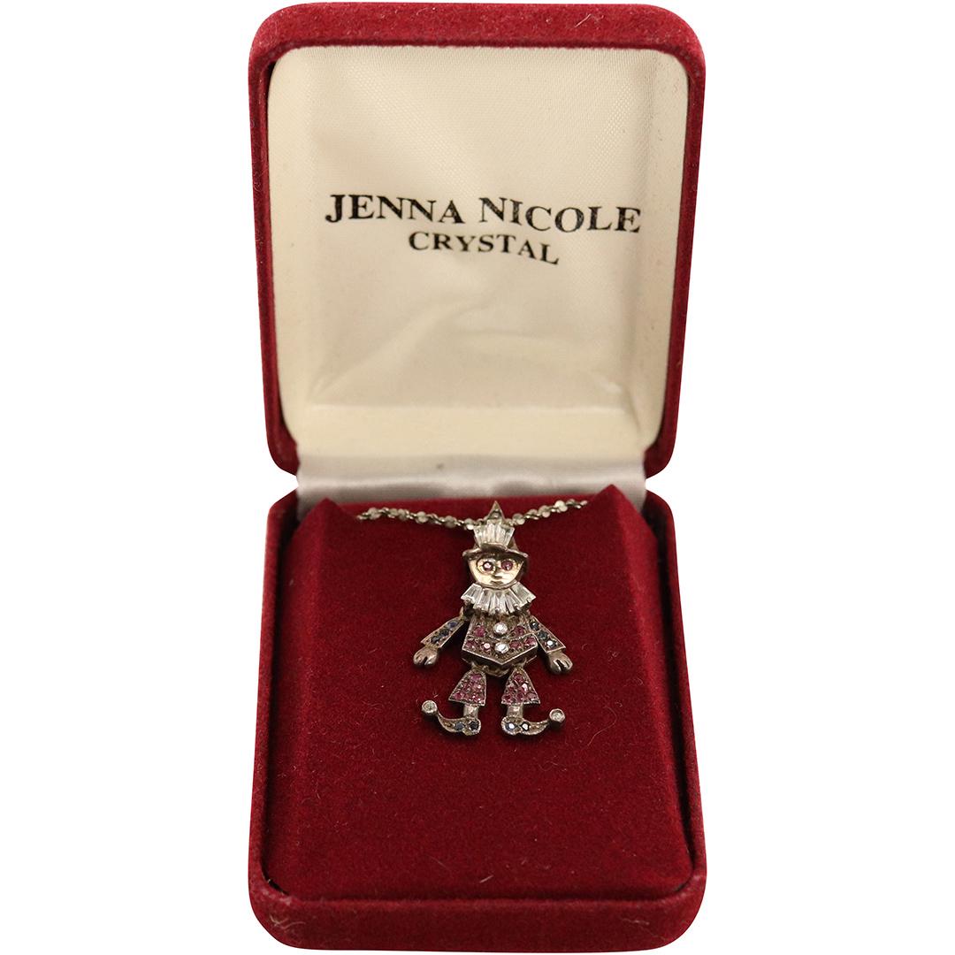 .925 Sterling Sapphires Rubies CZ Clown Jester Necklace (1 of 6)