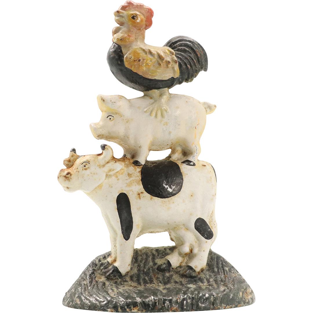 Cast Iron Farm Animals Doorstop - Cow Pig Rooster (1 of 7)