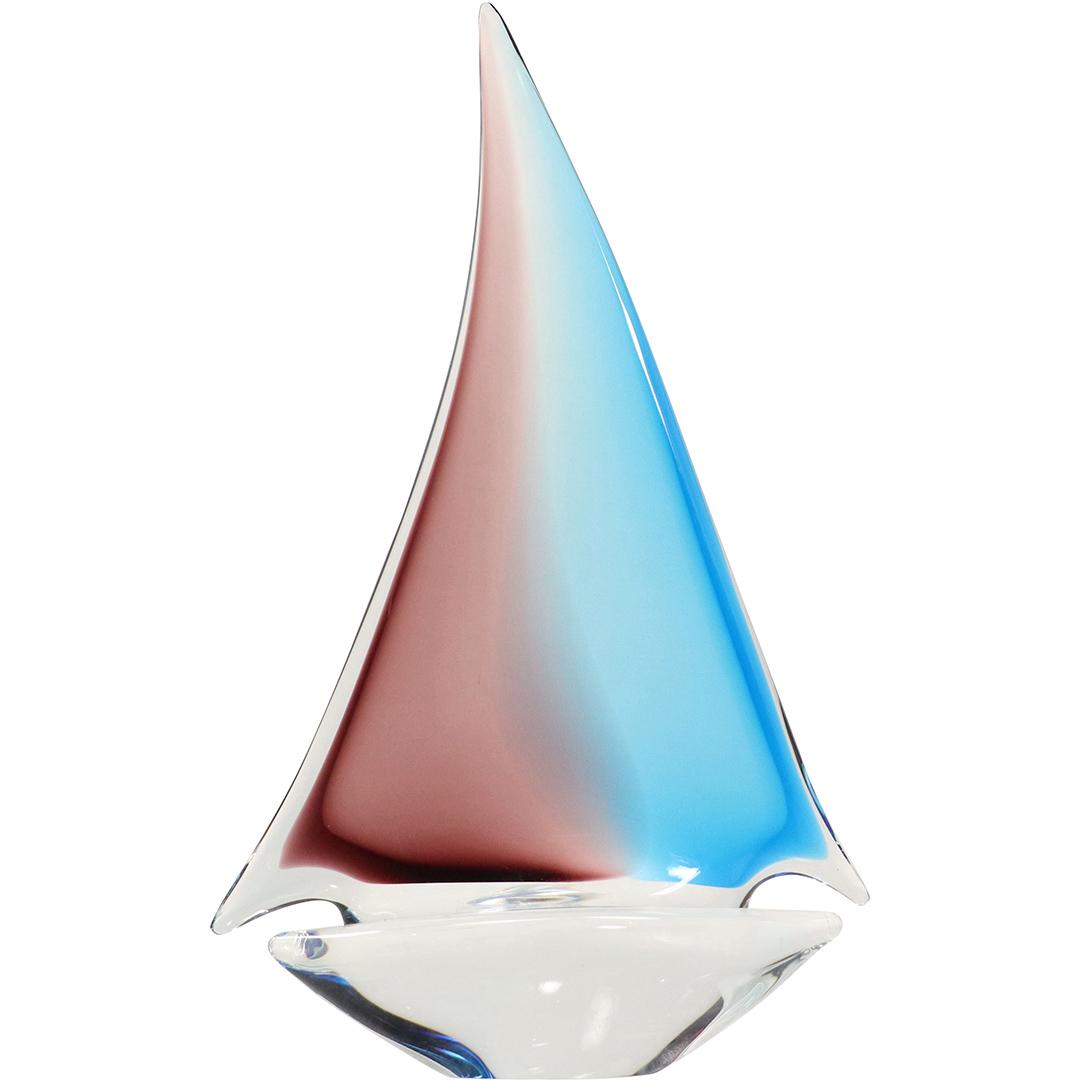 Seguso Style Glass Sail Boat Murano Mid-Century Modern: Seguso Style Glass Sail Boat Murano Mid-Century Modern. Size: 14.25h x 8.75w