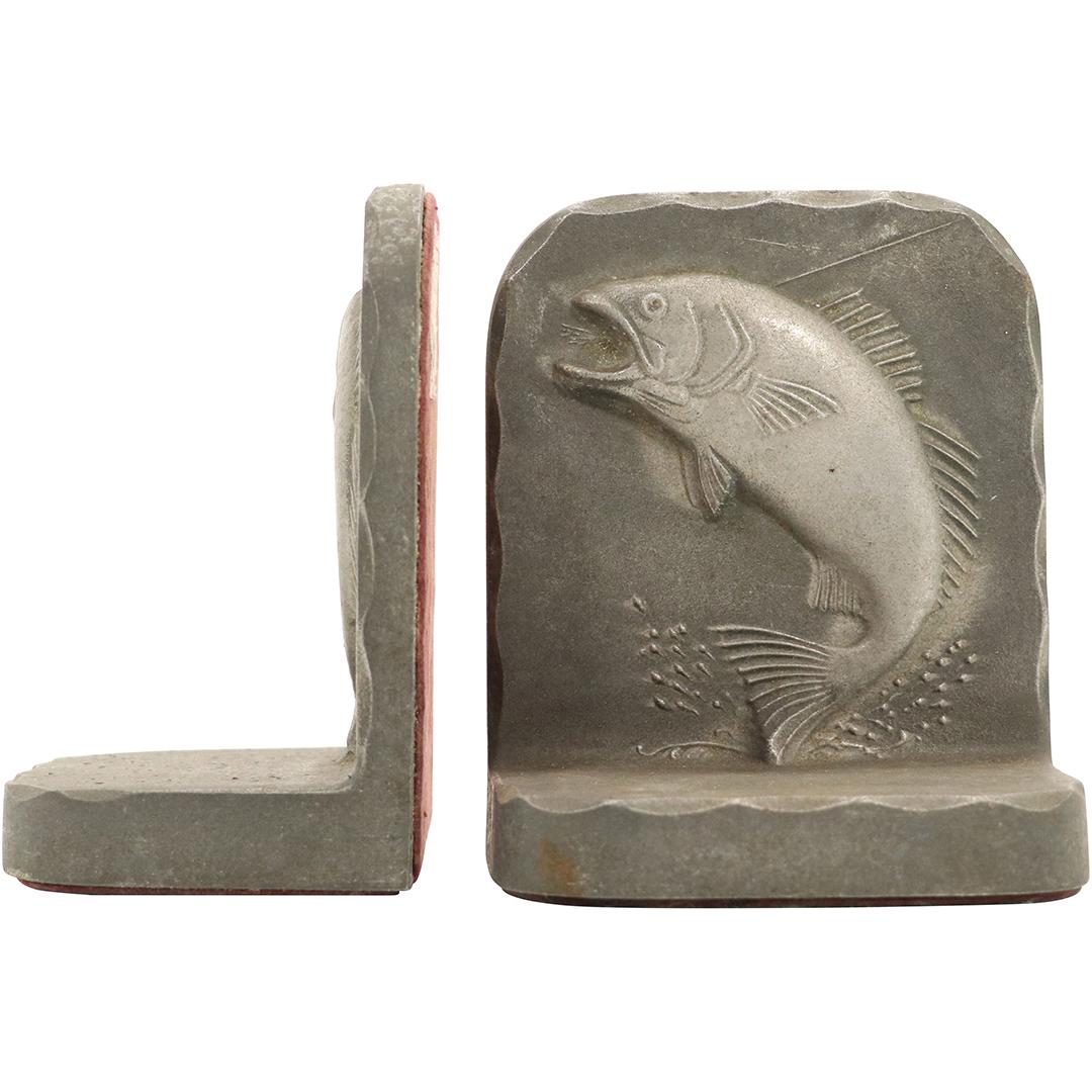 Vintage Cast Metal "Jumping Fish" Bookends (1 of 6)