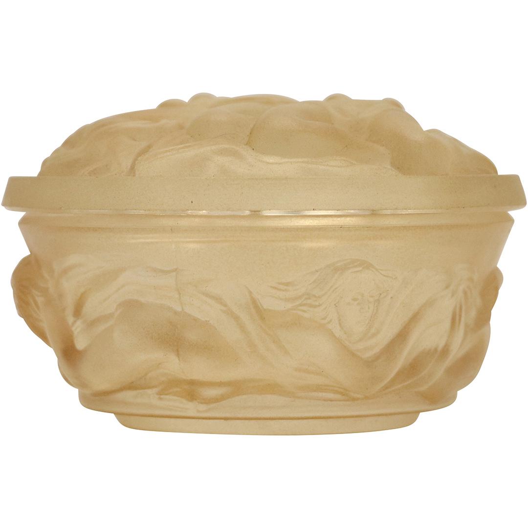 LALIQUE France Signed Embossed Nudes Glass Covered Box (1 of 8)