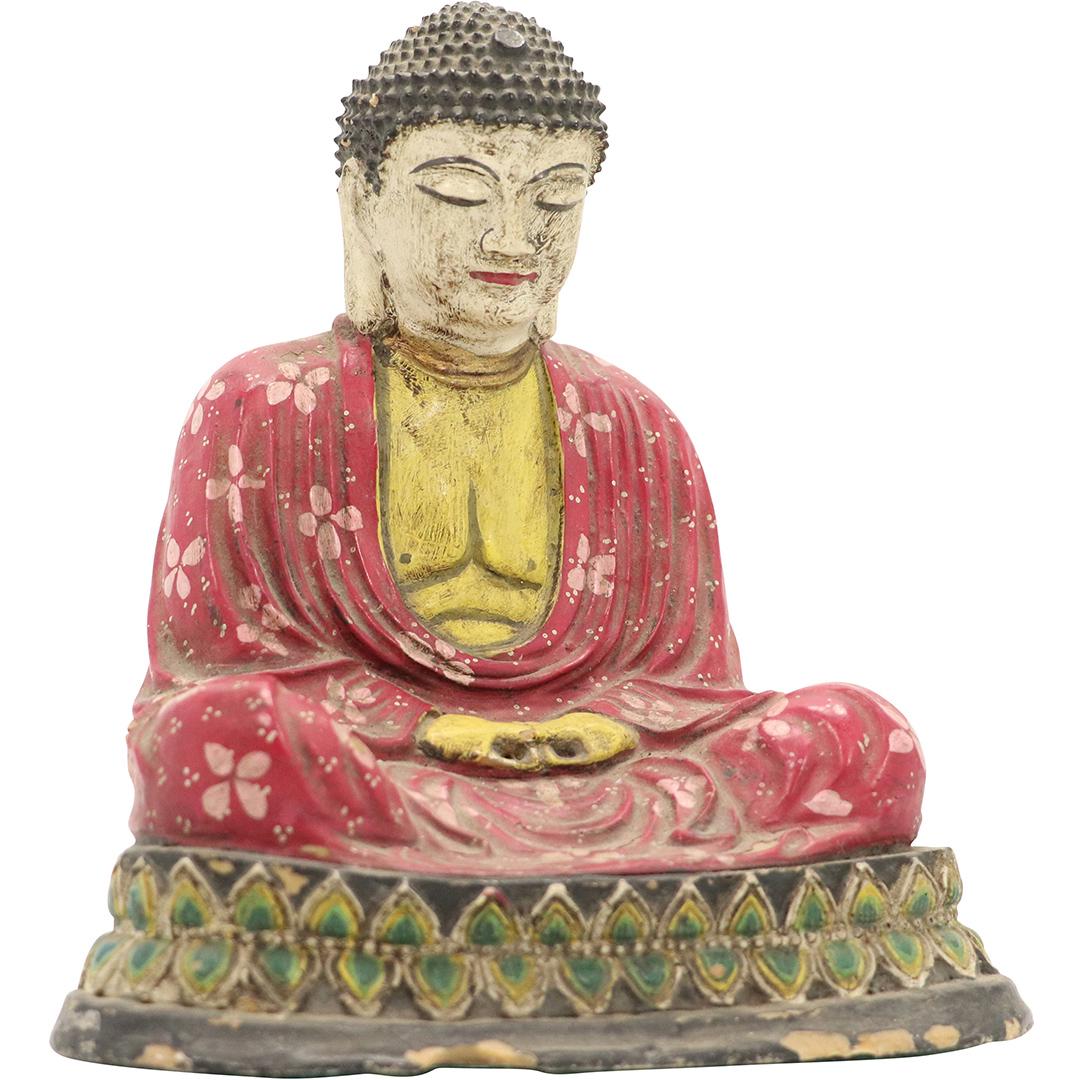 Asian Seated Buddha Figure Original Paint (1 of 8)