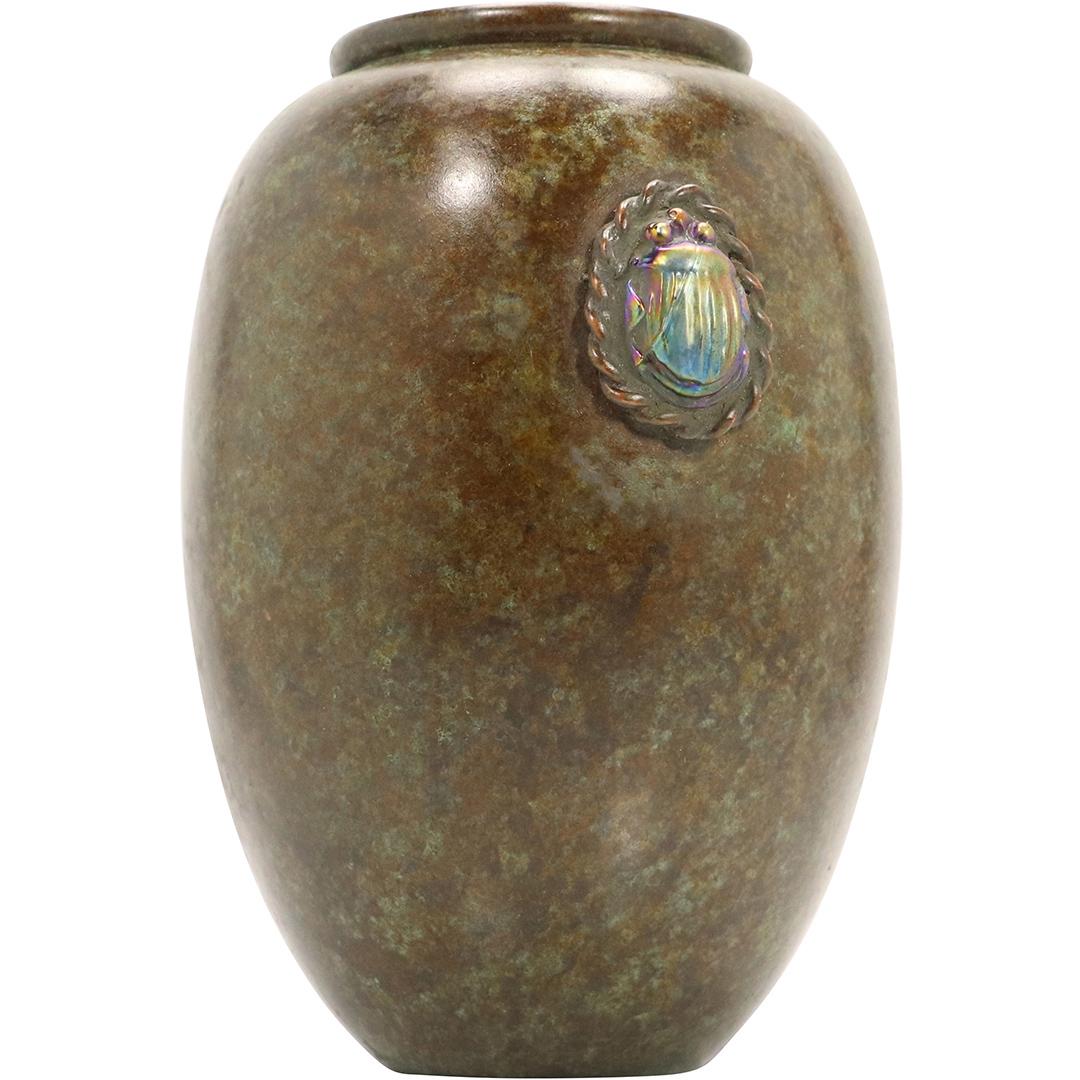 Tiffany Studios New York #703 Bronze Vase Glass Scarab (1 of 7)