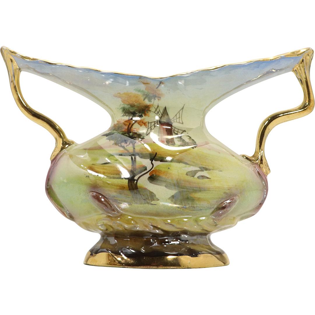 Italian Hand Painted Handled Vase Landscape Windmill (1 of 9)