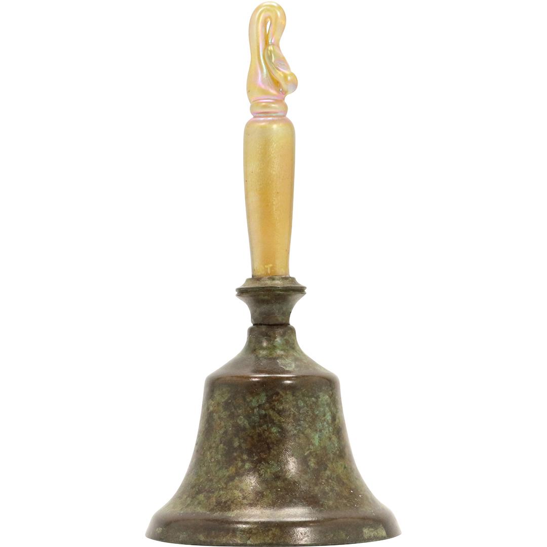 LCT Favrile Art Glass Handled Bronze Dinner Bell (1 of 8)