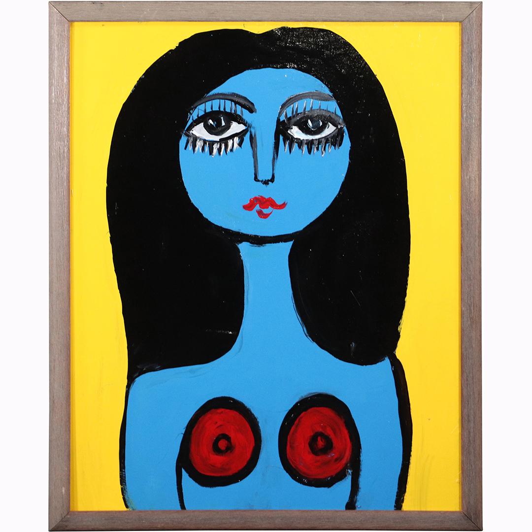 Pulgini, Mid-Century Modern Oil/b Abstract Blue Woman (1 of 7)