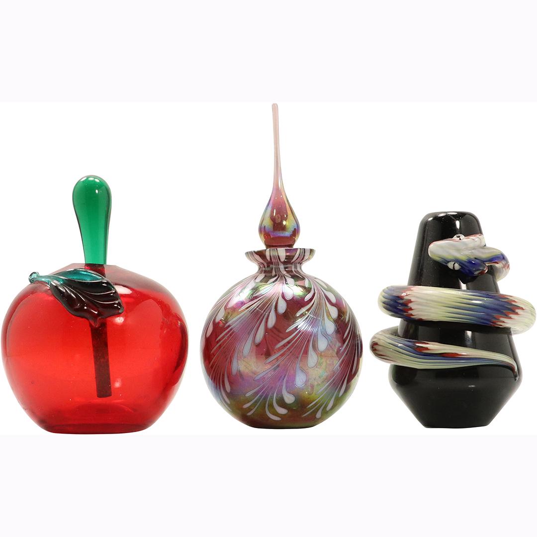 [3]  Three Assorted Studio Art Glass Perfumers (1 of 9)