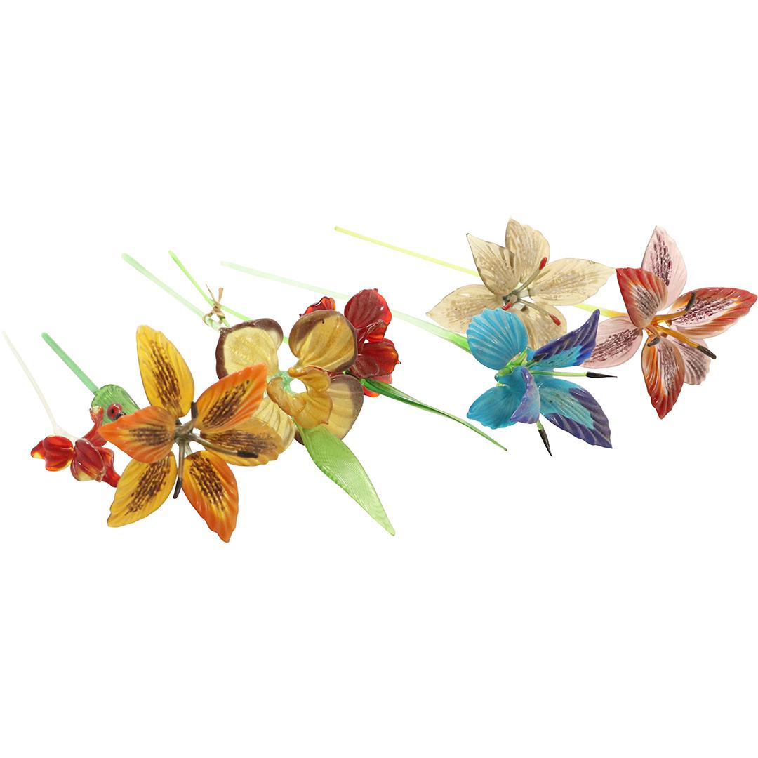 [8] Assorted Hand Blown Glass Flower Stems (1 of 10)