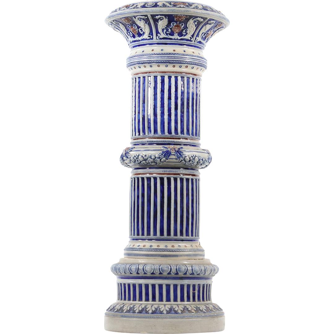 19th C. Flow Blue Stoneware Column Pedestal (1 of 9)