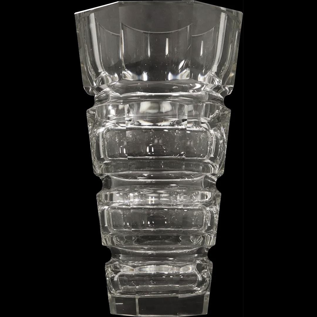 Mid-Century Cubism Crystal Glass Four Stack Vase (1 of 6)