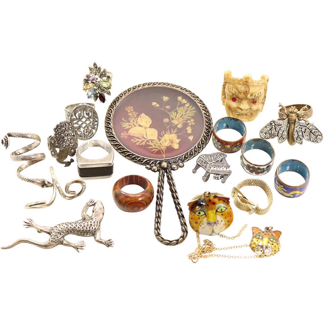 18 Assorted Pcs Estate Jewelry including Sterling Rings (1 of 9)