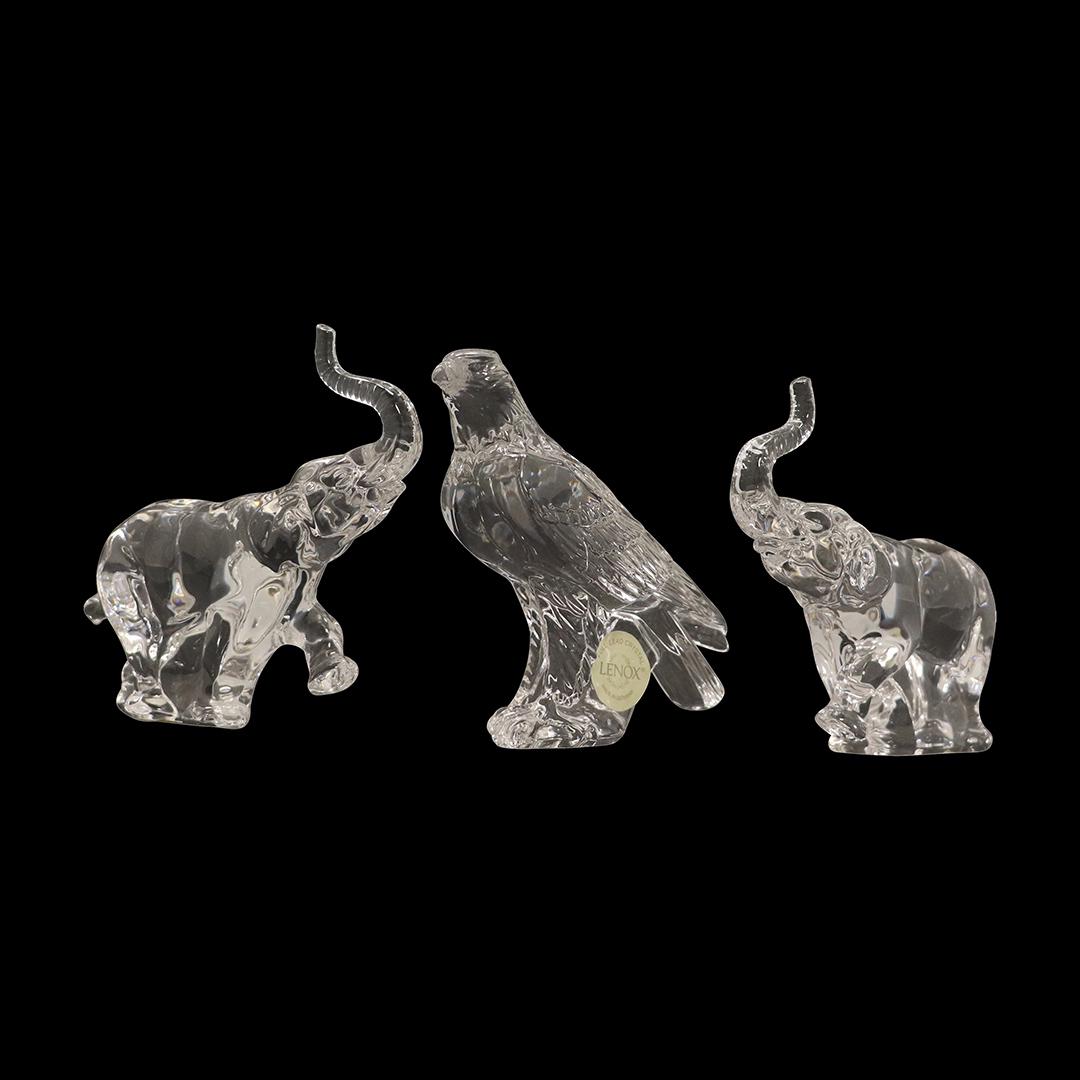 3 LENOX Fine Crystal Animals 2 Elephants and Eagle (1 of 10)