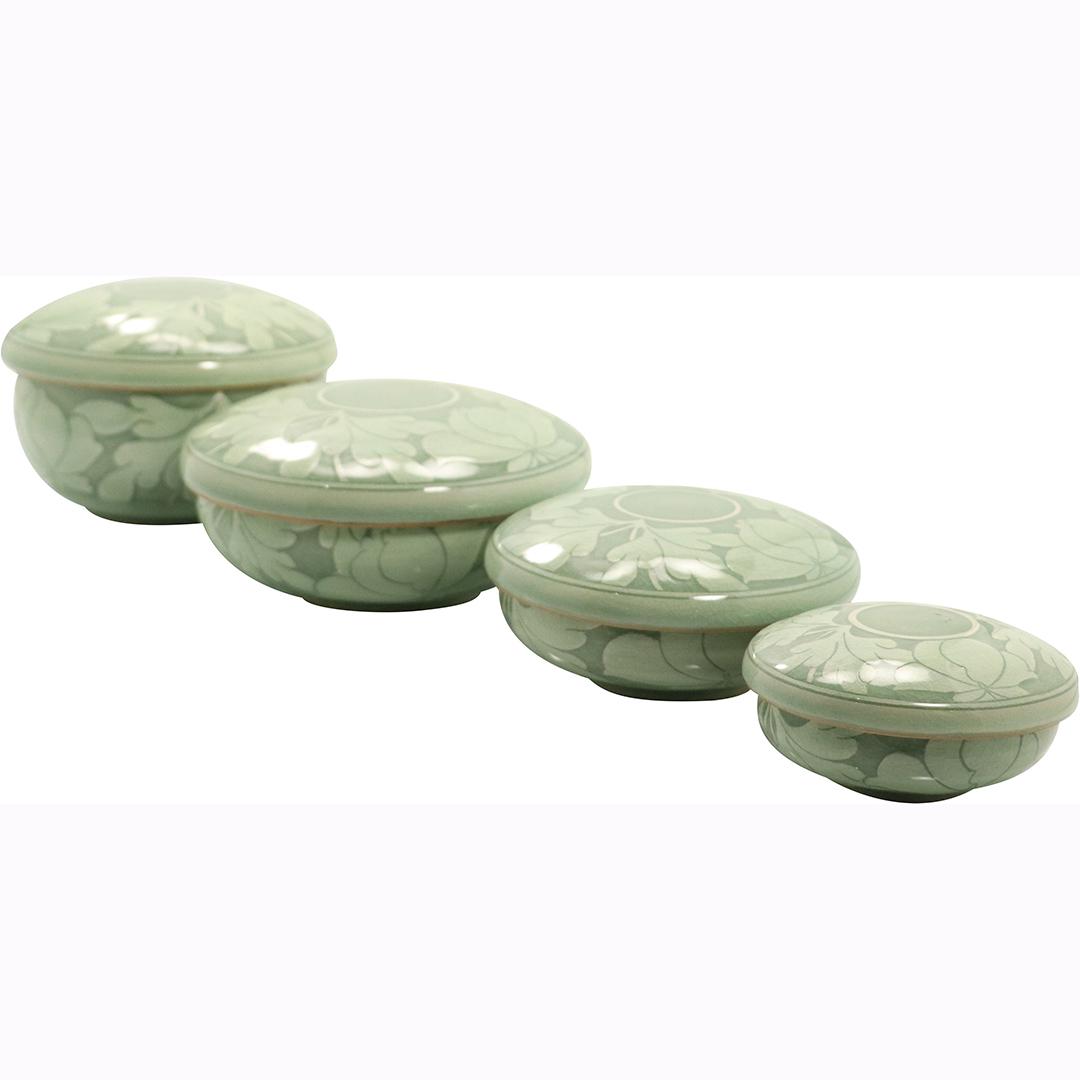 [4] Green Celadon Graduated Sizes Round Covered Boxes (1 of 7)