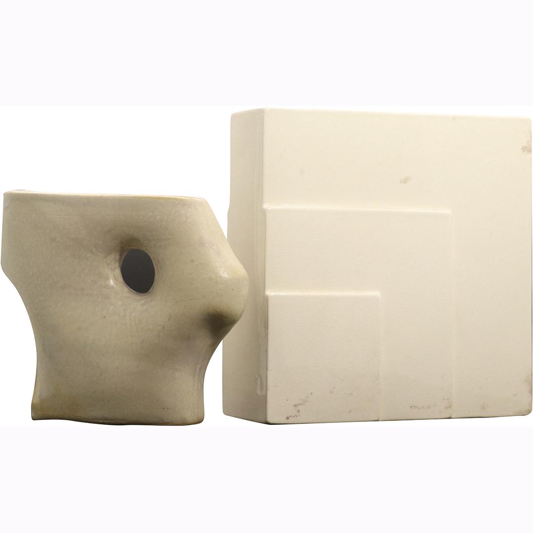 [2] Unusual Shape Mid-Century Abstract Pottery Vases (1 of 8)