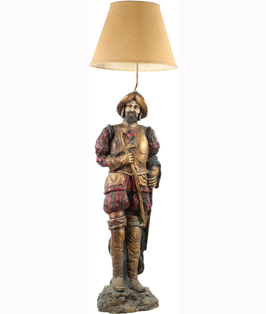 Vintage Painted Plaster Conquistador Figure Floor Lamp (1 of 10)