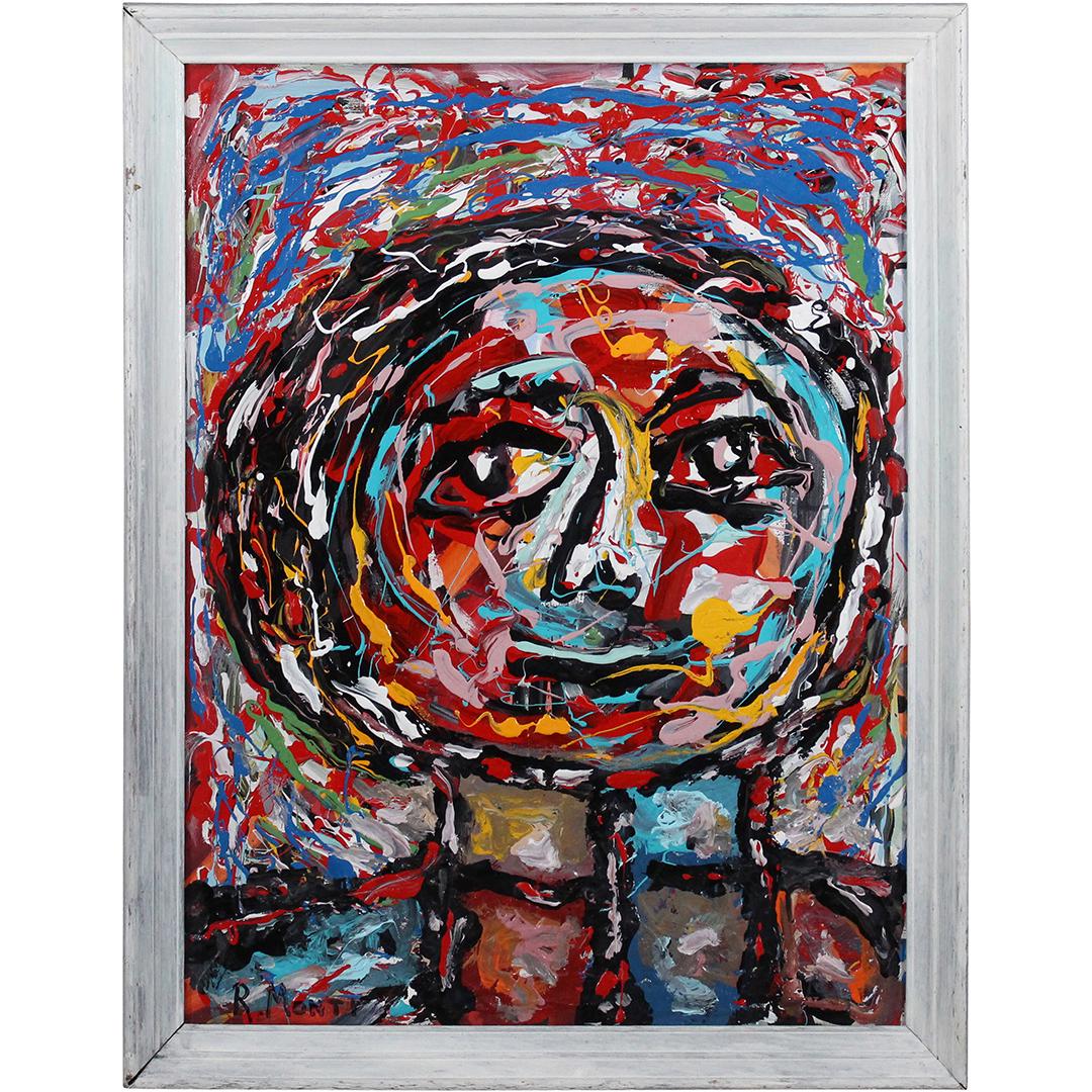 R Monti, Mid-Century Modern Portrait in Abstract O/c (1 of 8)