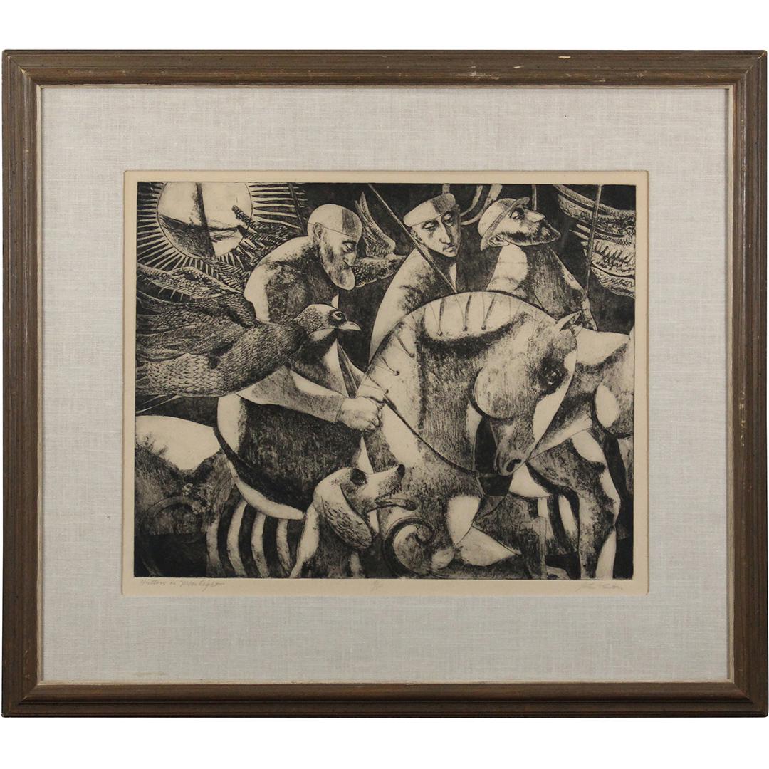 John Nathaniel Fenton 1912 - 1977 Hunters in Moonlight (1 of 12)